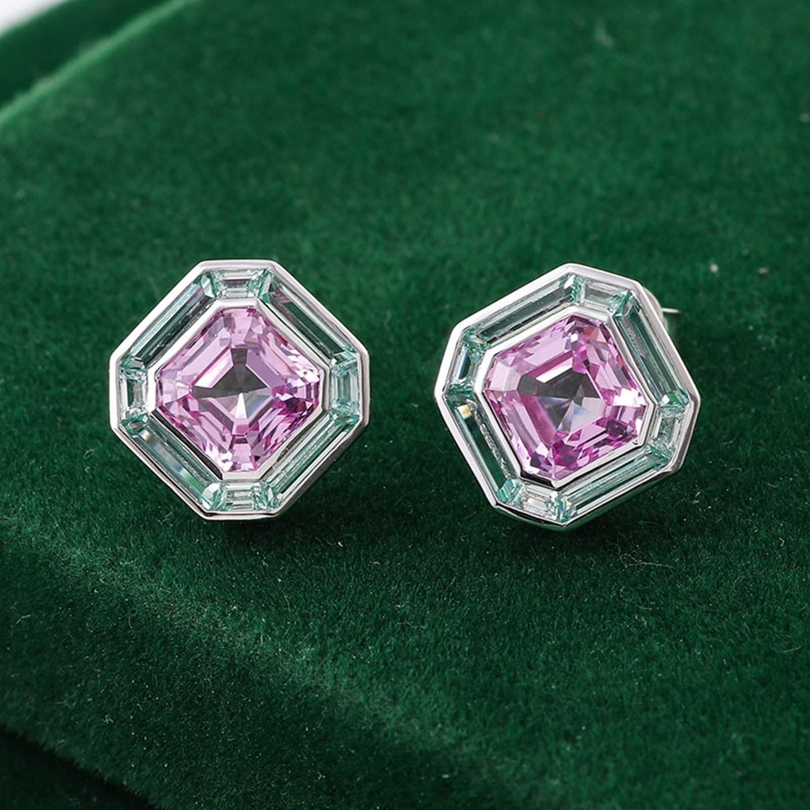 Prawdziwe kolczyki na sztyfcie, białe złoto, 9K/14K/18K, klasyczne kolczyki ze szlifem popielatym 2/3/4ct laboratoryjne, szafirowe, jasnoróżowe, niebieskie, Au 375/585/750 białe złoto, damskie