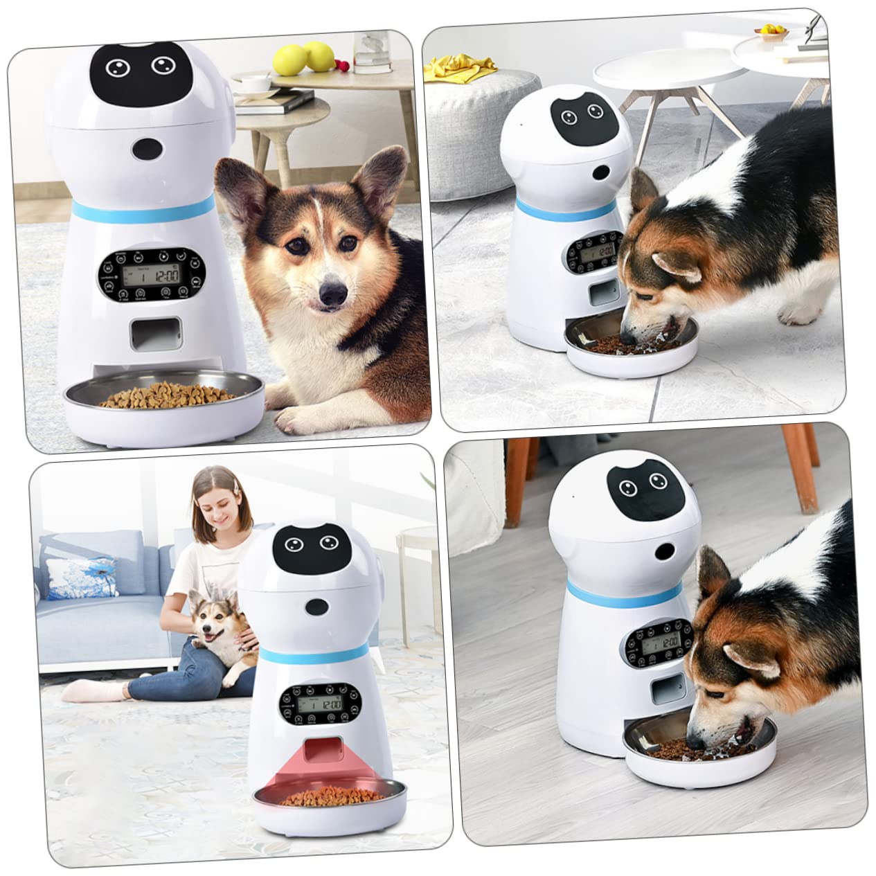 VANZACK Alimentador Automático y Función de Grabación para Mascotas con Capacidad 3.5l Robot Inteligente con Temporizador Digital para Uso en Hogar Personal