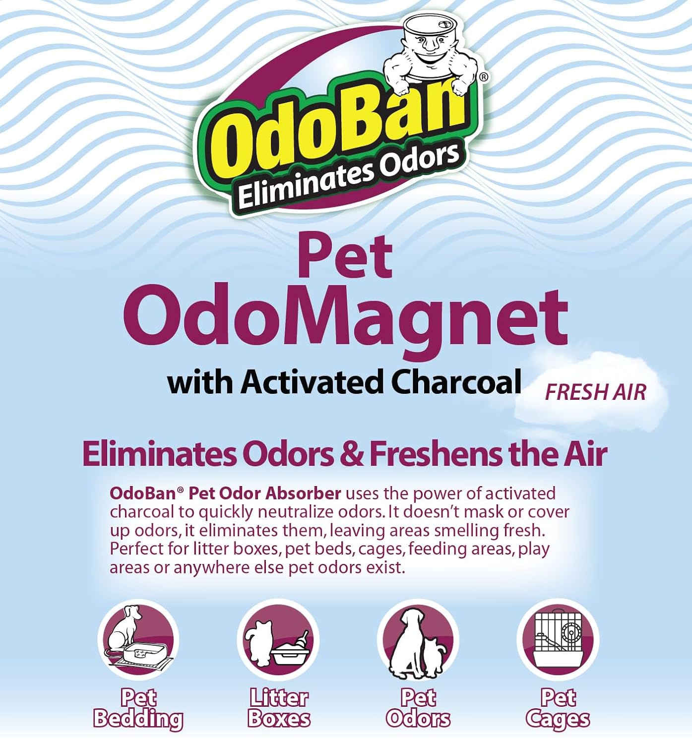 OdoBan OdoMagnet Pet Odor Eliminator with Activated Charcoal, 14 Ounce 6-Pack, Fresh Air Scent