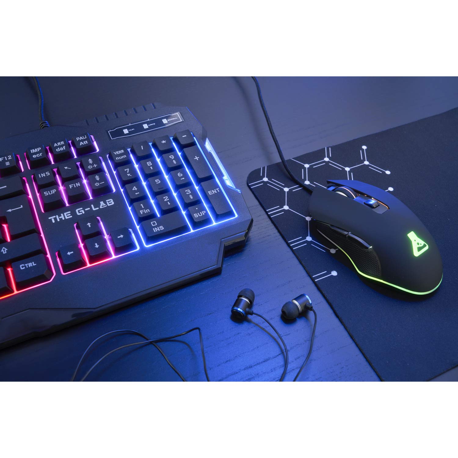 G-LAB Combo Helium Gaming Tastatur und Maus Set RGB Beleuchtet QWERTZ Ergonomische Gamer-Mouse PC PS4 PS5 Xbox One