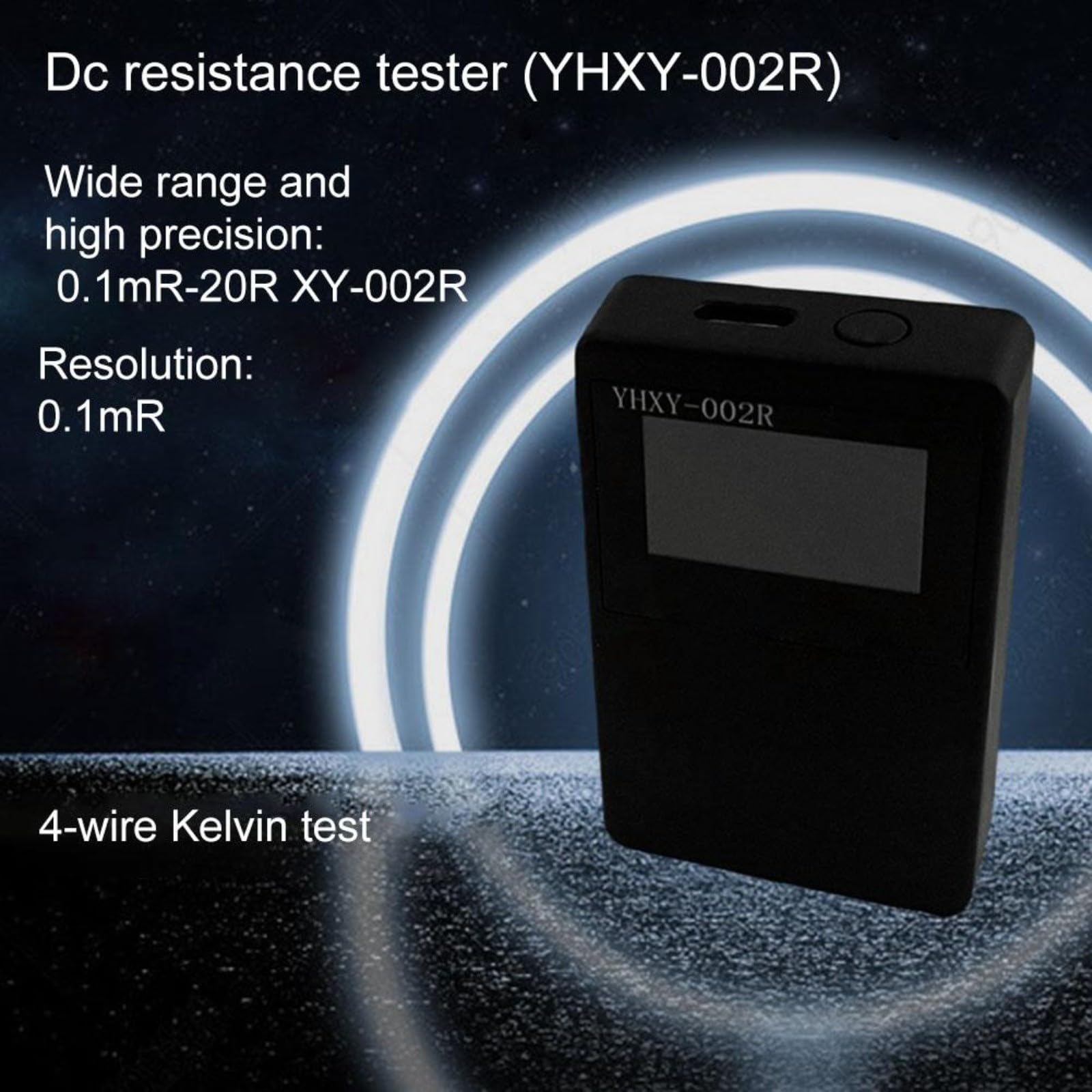 DC Milliohmmeter 0,03% Genauigkeit Widerstandsprüfer mit LCD-Display, 0,1 mR-20 Ω Bereich, 4-Draht-Kelvin-Kurzschlusstester, Typ-C wiederaufladbar, tragbar, schwarz (groß)