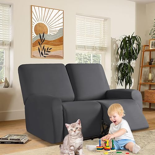Miniatura 2 de ALIECOM Funda 100% impermeable para sofá biplaza reclinable, funda de sofá reclinable doble de 6 piezas, funda elástica para sofá biplaza de 2