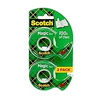 Vista 1 de Scotch Cinta mágica, invisible, reparación de tarjetas de Navidad y uso como suministros de envoltura de regalo para Navidad, 2 rollos de cinta