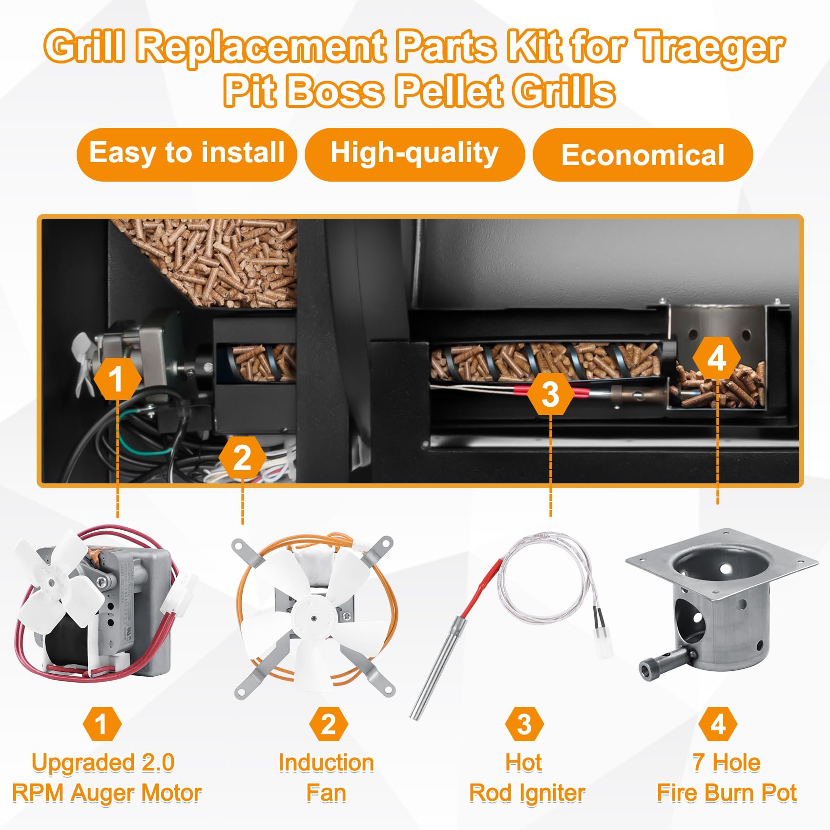 Pit Boss Auger Motor Replacement Pellet Grill Repair Kit Fits
