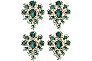 FINGERINSPIRE Rhinestone Applique Embellishments: Enchanting Green Teardrop Jewels for Bridal Elegance