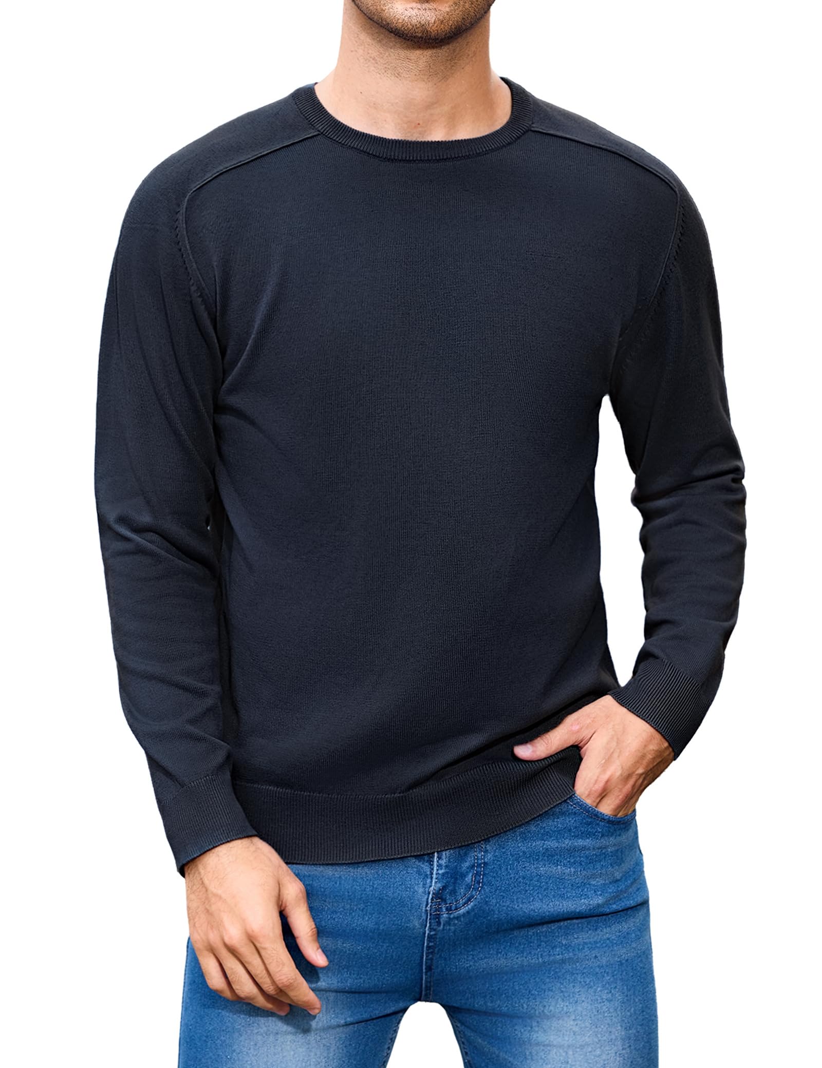 iClosam Suéter para Hombre Cuello Redondo Manga Larga Tejido de Punto para Trabajo