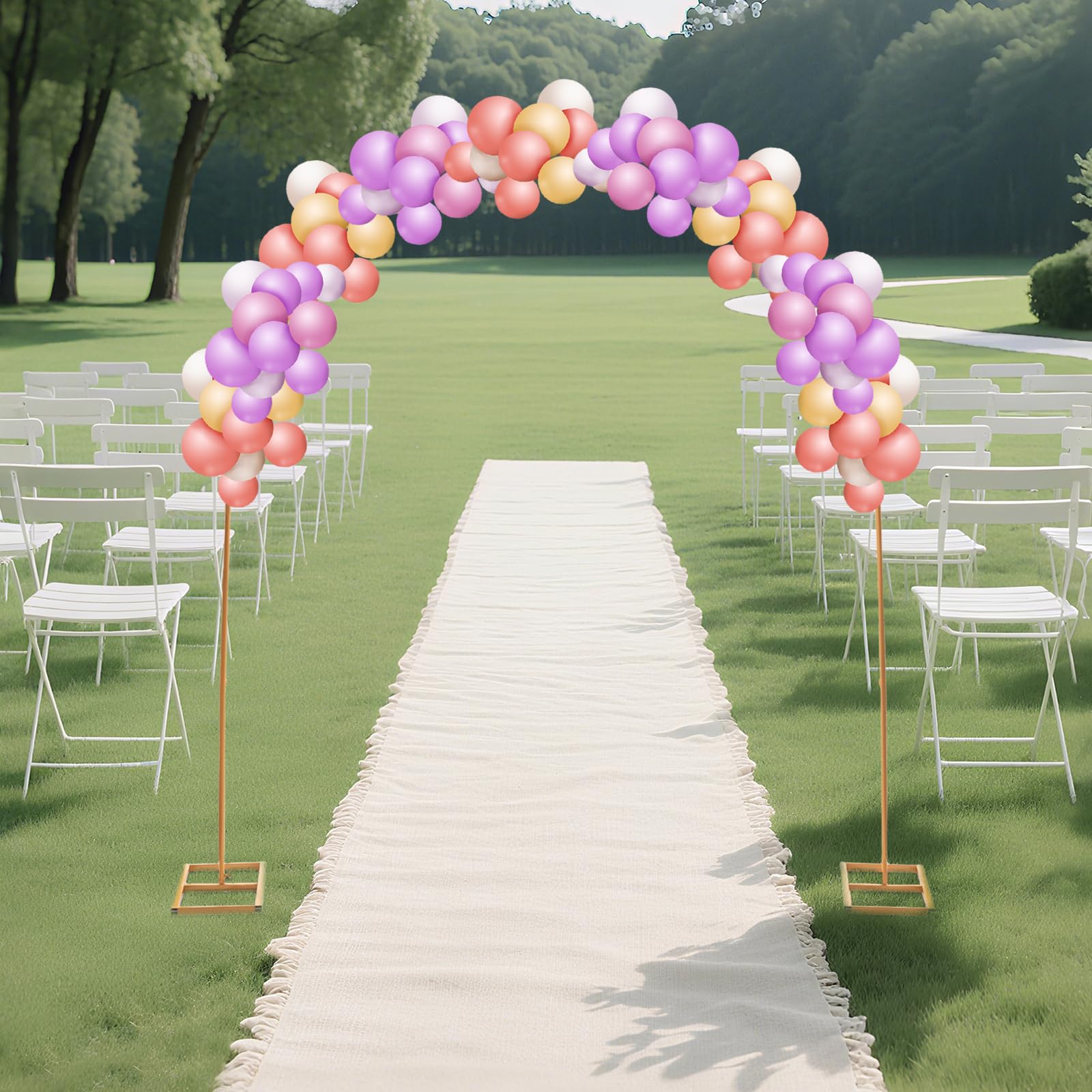 2,3 x 2,3 m, arco di nozze in metallo, con base, supporto per palloncini e fiori, decorazione regolabile, per matrimonio, compleanno, fidanzamento, laurea, riutilizzabile
