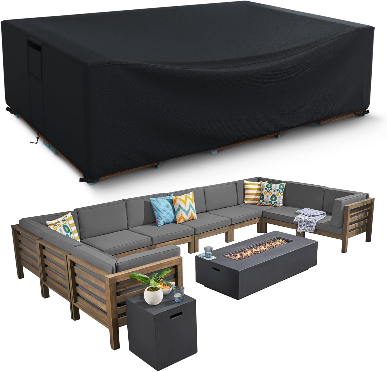Patio Furniture Covers Waterproof, Heavy Duty 600D Outdoor Furniture Covers for Outside Sectional Sofa Set,Tear Resistance and Anti-UV, Black,126"L x 126"W x 28"H