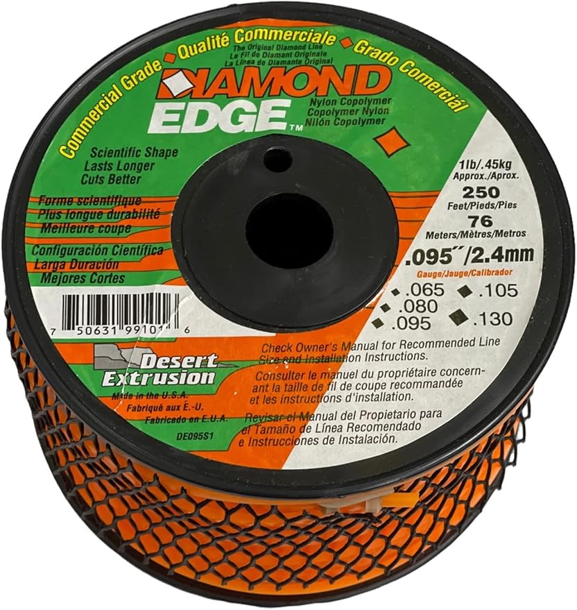 Amazon DIAMOND EDGE TRIMMER LINE 刈払機用ナイロンコード 形状四角型 径2.4mm 全長76m
