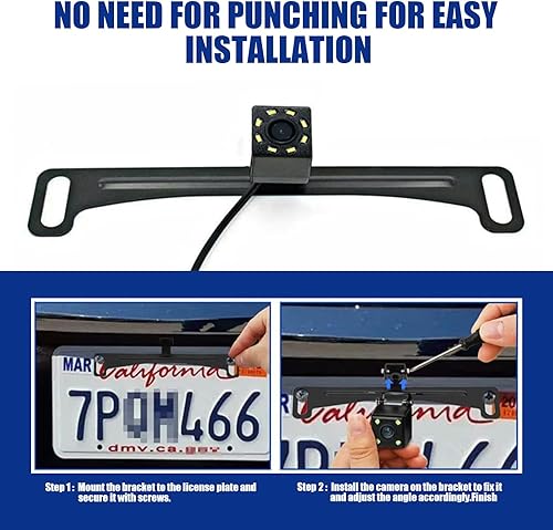Miniatura 5 de 1 soporte de placa de matrícula para cámara de visión trasera de automóvil, 7.6 pulgadas x 1.3 pulgadas, soporte de cámara estable impermeable con