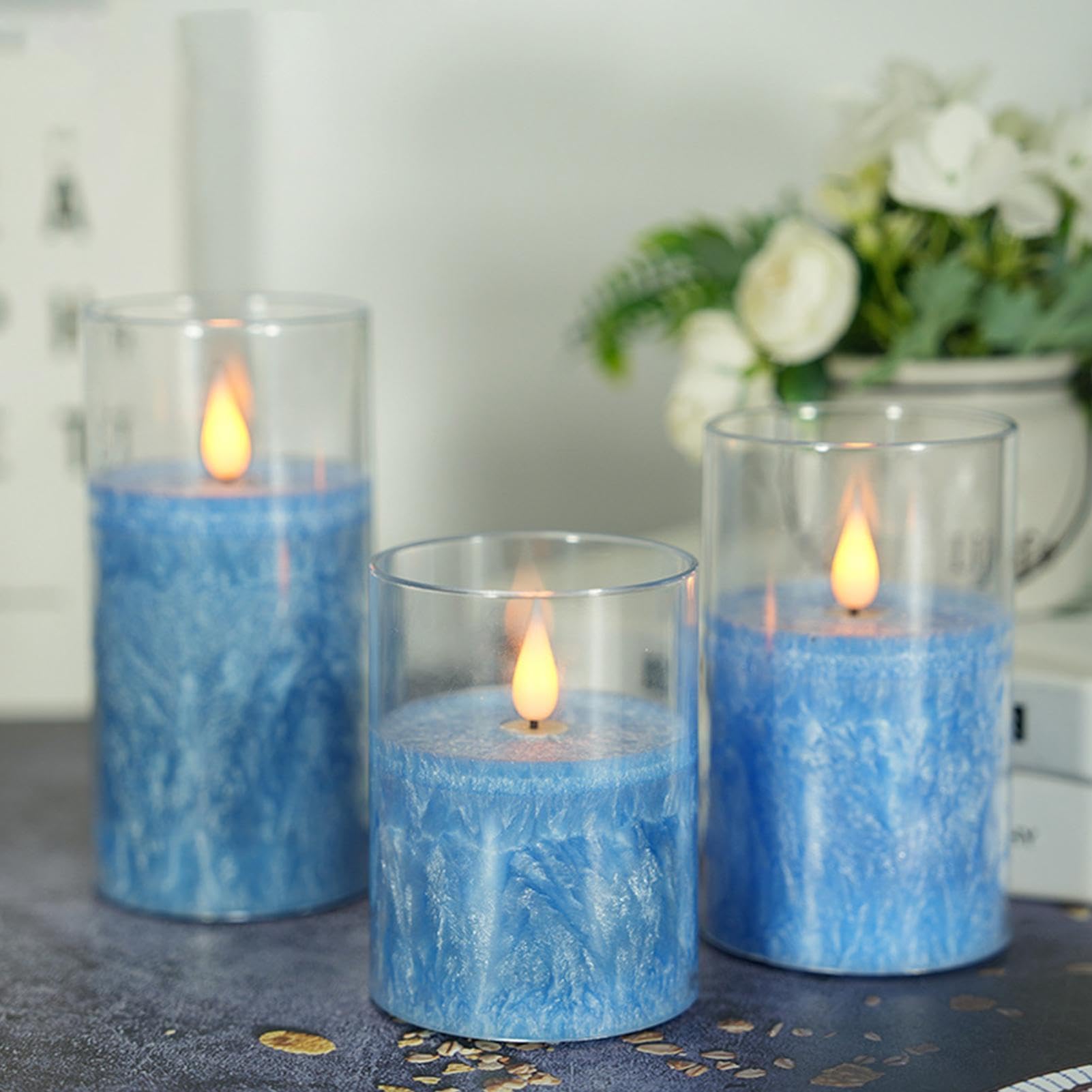 Velas Eléctricas 3 Piezas con Mando a Distancia y Temporizador, Decoración