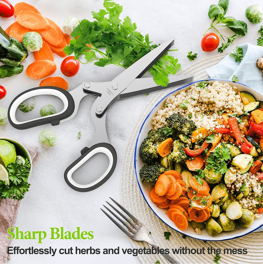 Image of 2026 Upgraded Herb Scissors, Effortless Herb Shears Cutter Tool with Sharp Stainless Steel Blades for Fresh Herbs, Must-Have Kitchen & Cooking Gadget, Black