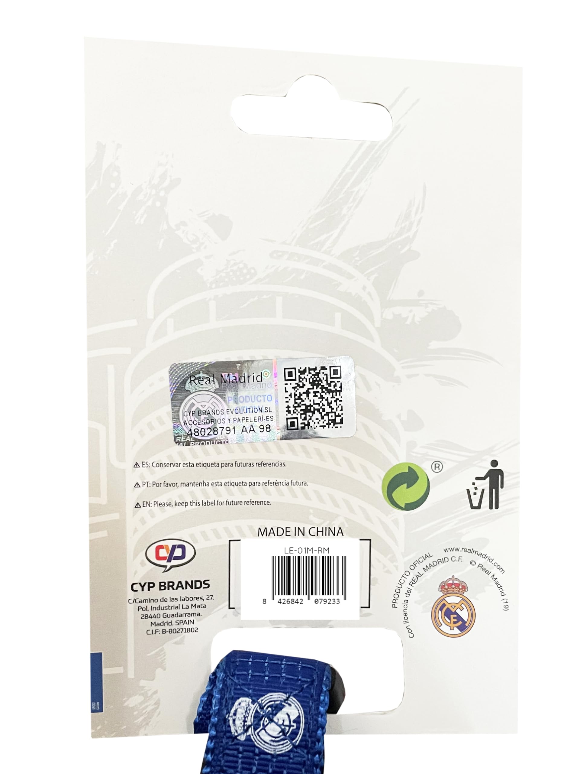 CYPBRANDS Real Madrid LE-01M-RM Correa para Perro, Talla M
