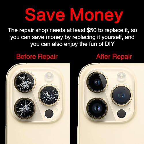 Miniatura 5 de 2 piezas ASDAWN lente de cámara trasera de repuesto de vidrio para iPhone 14 Pro Max y 14 Pro lente de cámara de repuesto con adhesivo preinstalado