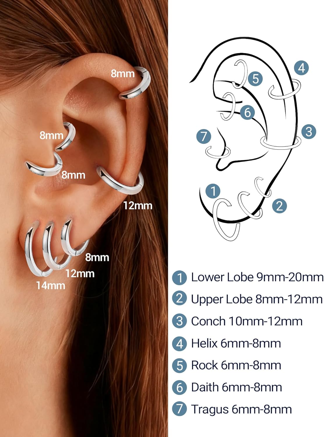 PROSTEEL Hoop Earrings for Women Men, 8mm/10mm/12mm/14mm/16mm/18mm/20mm Small Huggie Hoops, Gold/Silver/Black/Rose Gold Hypoallergenic, Everyday Earrings Jewelry for Multiple Piercings - Image 4
