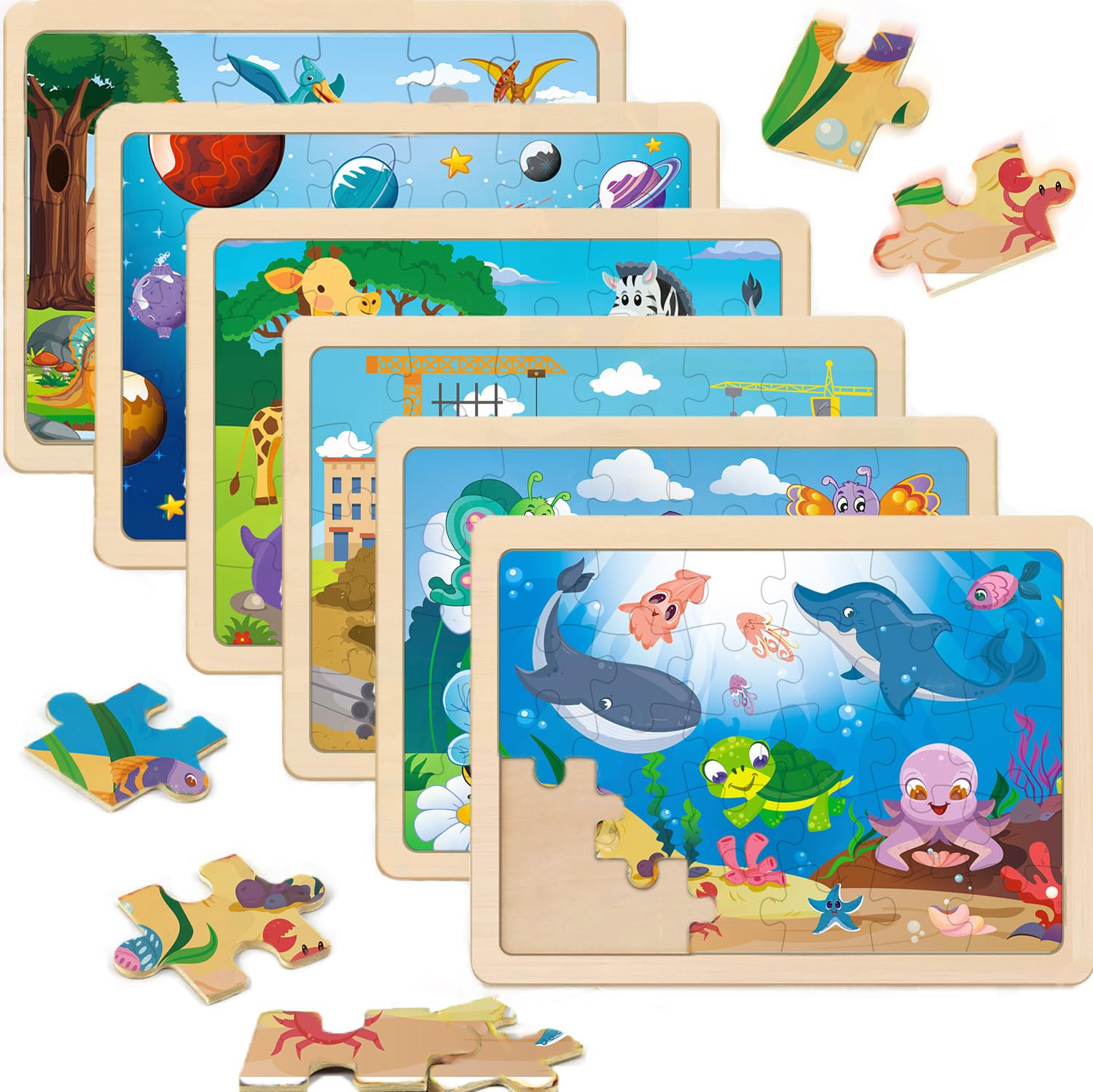 PC 4 Childrenページ Amazon.com: Wooden Puzzles for Kids Ages 4-6, 6 Packs 30 PCs