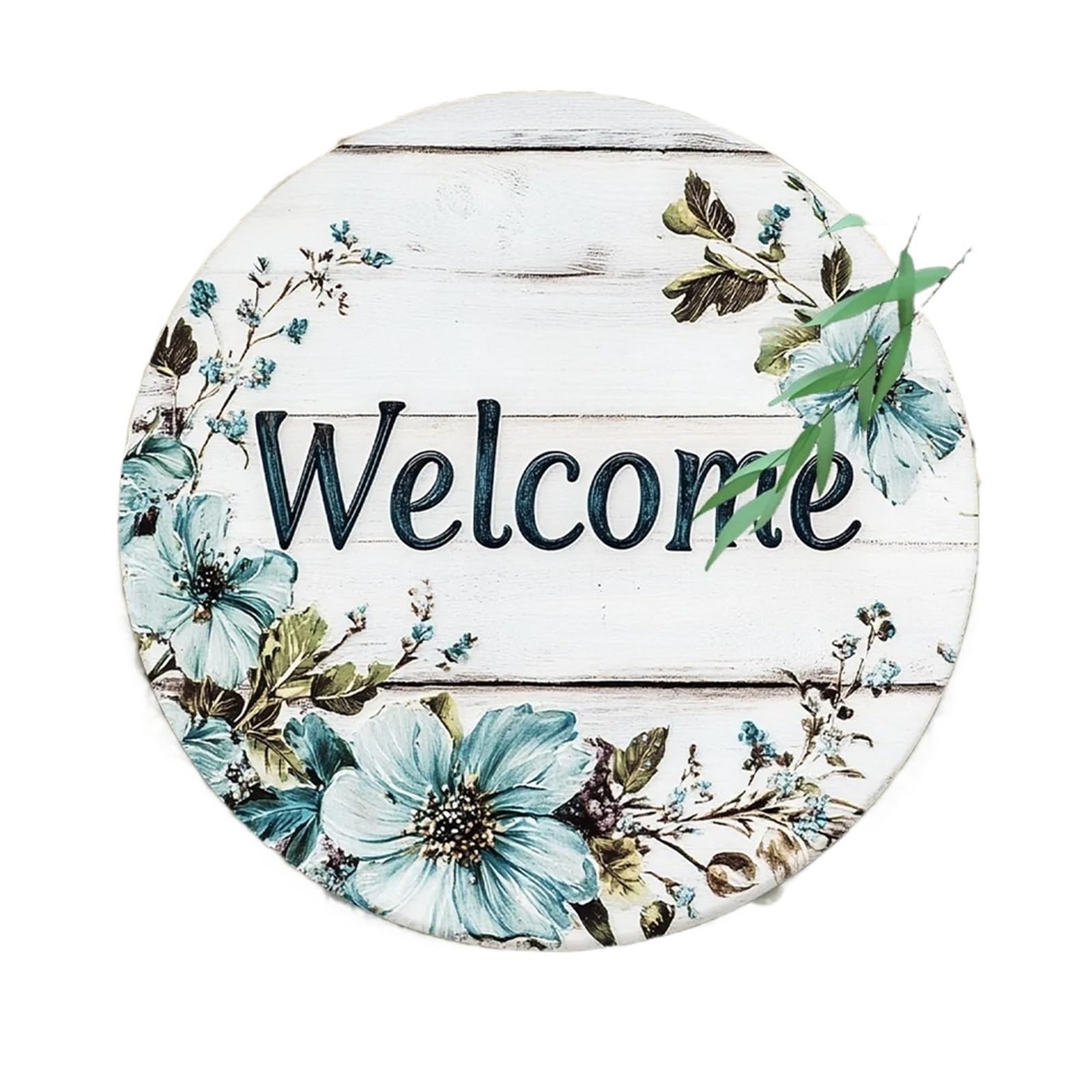 Wooden Welcome Sign Flower Welcome Signs, Round Wooden Garlands, For Decorating Doors, Walls And Homes In Spring And Summer for home(28x28cm)