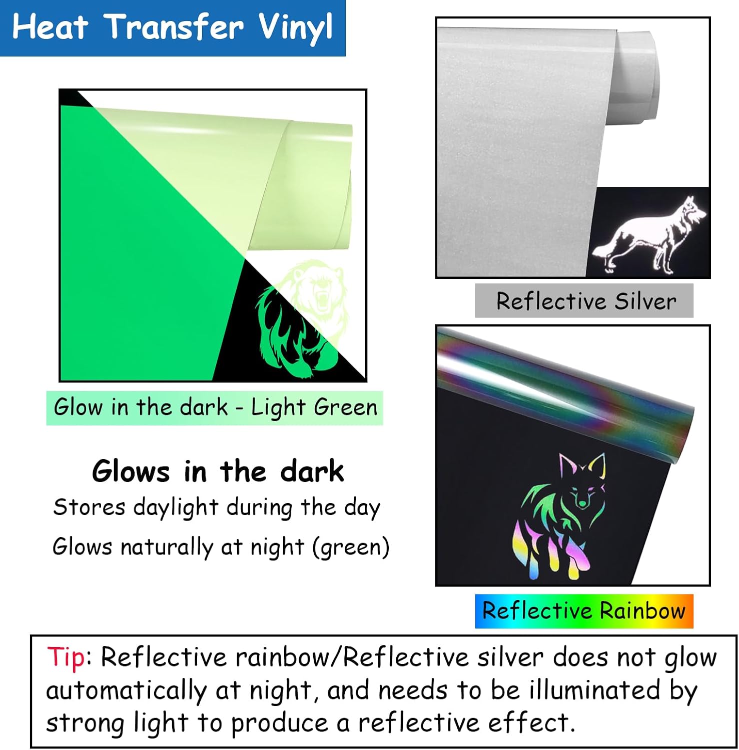 Reflective Rainbow Heat Transfer Vinyl, 12" × 10ft Reflective Vinyl, Iron on Vinyl Rolls for DIY t-Shirts and Fabrics (Reflective Rainbow, 12 in x 5 ft)