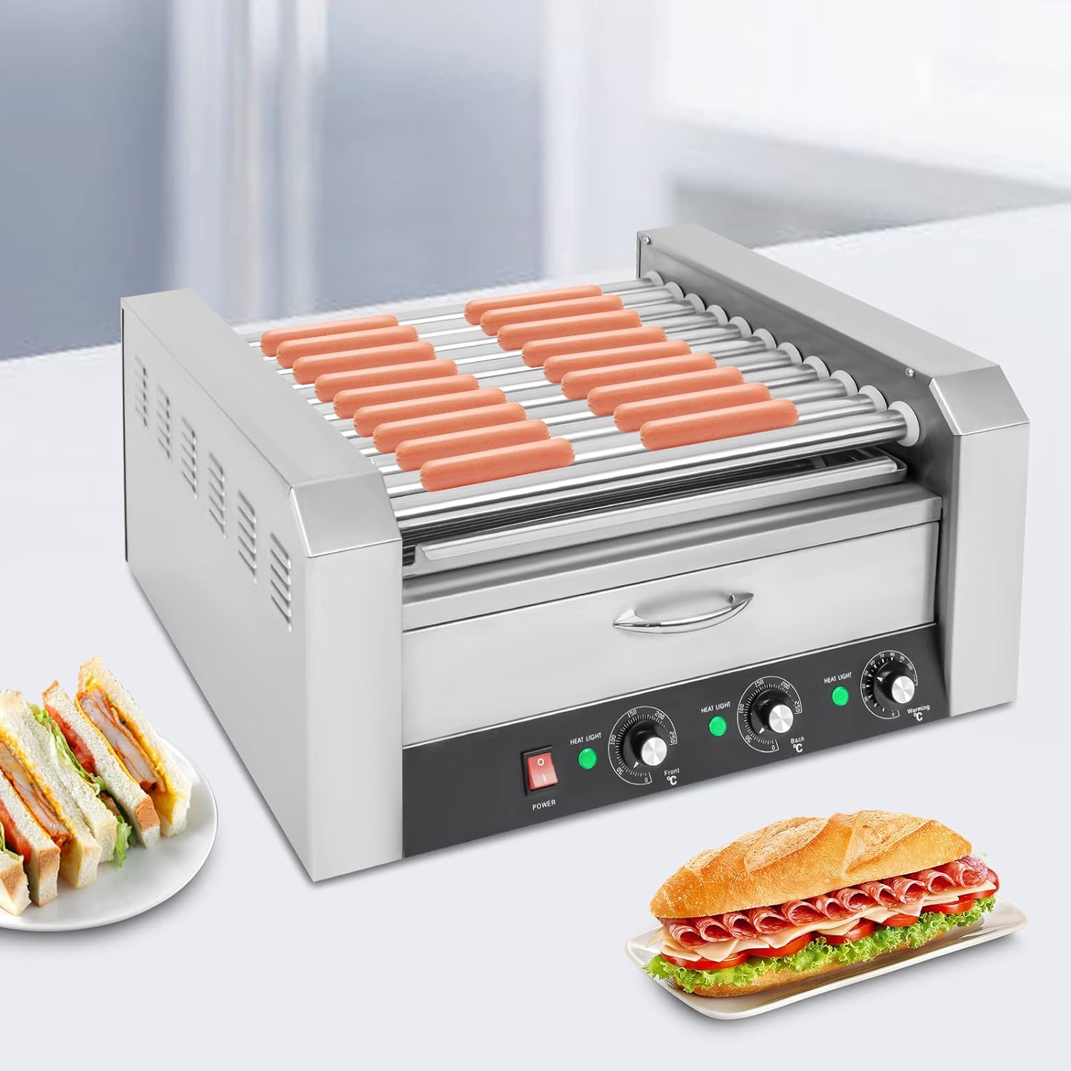 Hot Dog Warmer Roller Grill Cooker Commercial Machine,