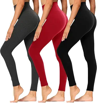  3-Pack High-Waisted Leggings with Pockets for Women, Tummy Control