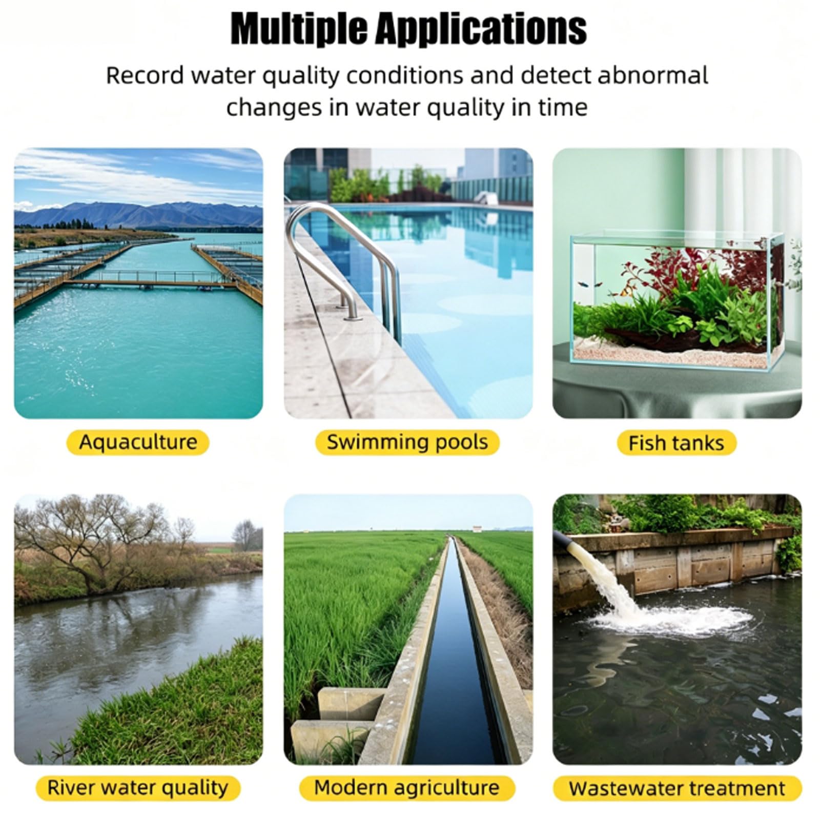 Testeur d'eau de piscine, testeur solaire flottant intelligent 7 en 1 avec exportation de données et alarme pour piscines, jacuzzi et spas