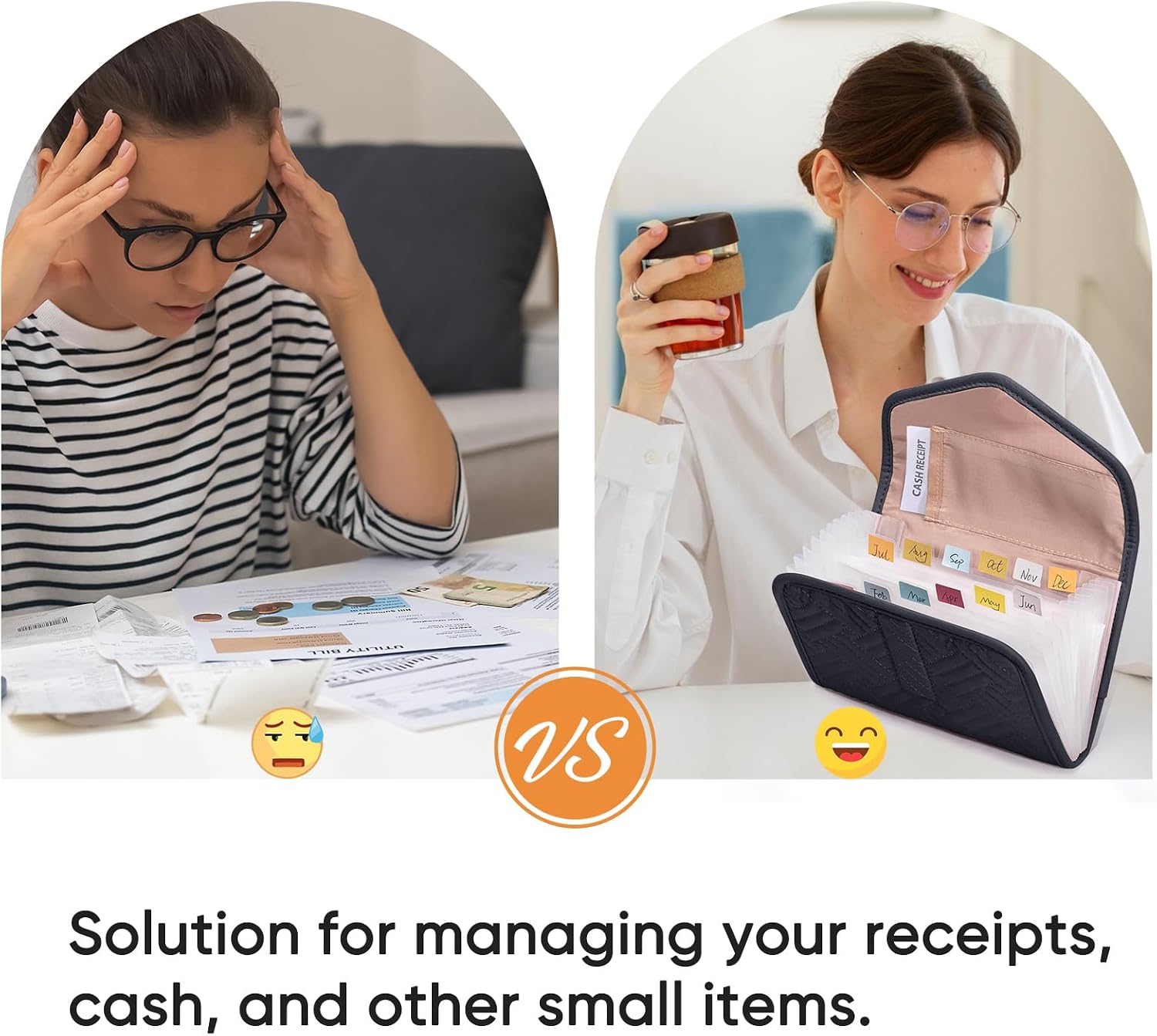 Fabric Receipt Organizer 7X5 - Receipt Holder 12 Pockets - Money Organizer - Elegant Receipt Holder - Coupon Holder - Cash Organizer - Envelope Organizer - Small Accordion File Organizer