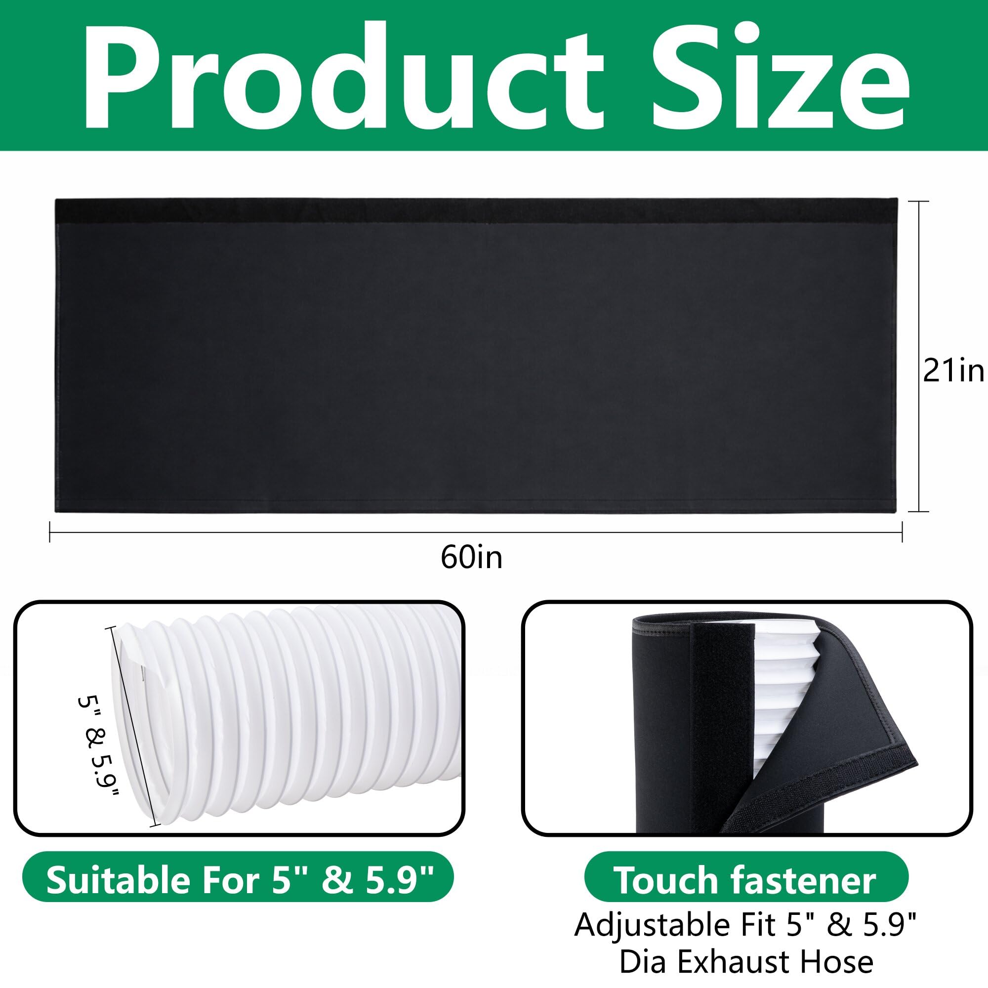 Couvre-tuyau de 150X50CM pour climatiseurs portables - Protection de tuyau AC - Protection de tuyau de climatisation lavable - Housse de protection isolée pour canal de 5 et 5,9 pouces de diamètre