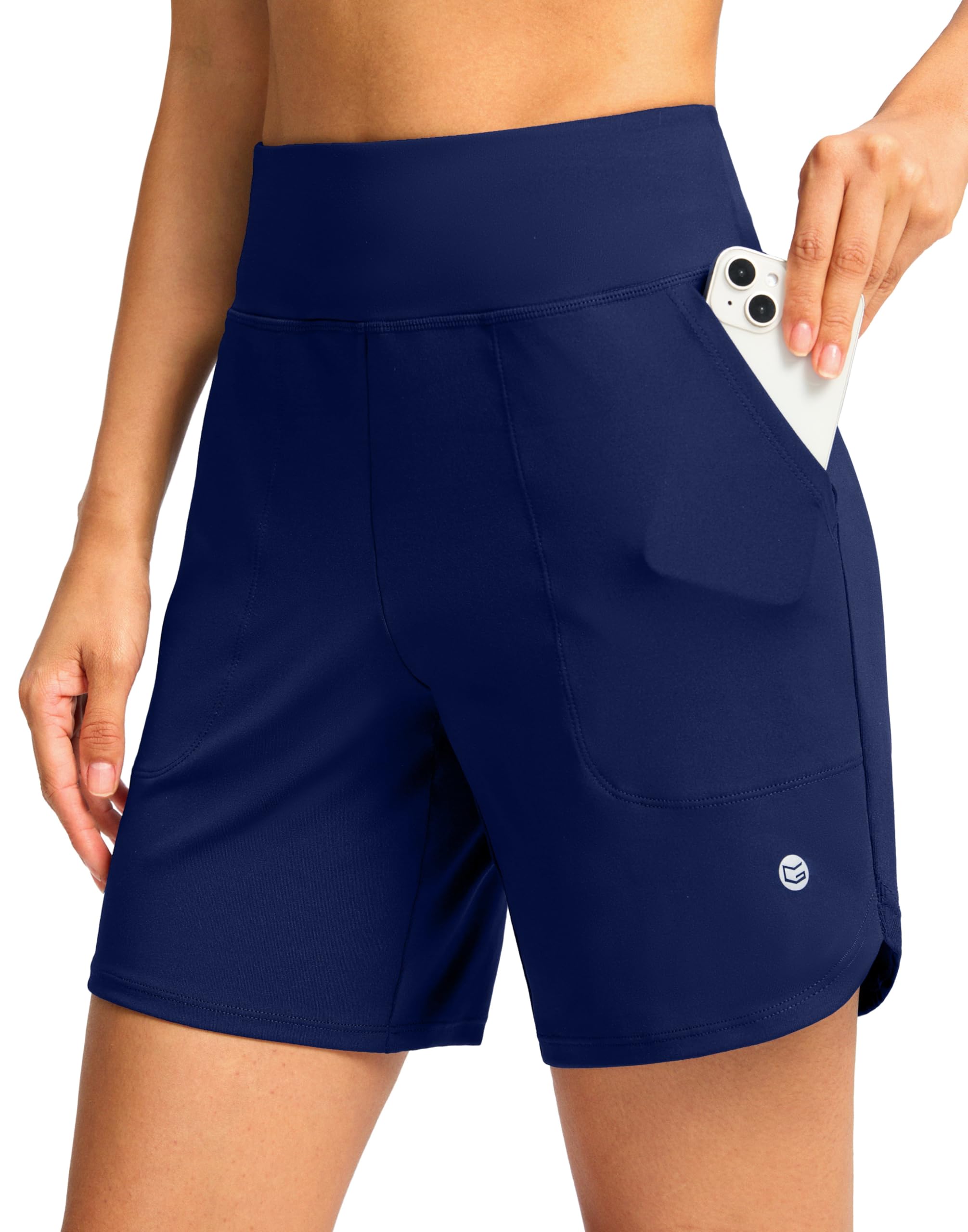 G Gradual Women's Athletic Shorts 6" High Waisted Stretchy Bermuda Shorts for Women Quick Dry Summer Casual Shorts