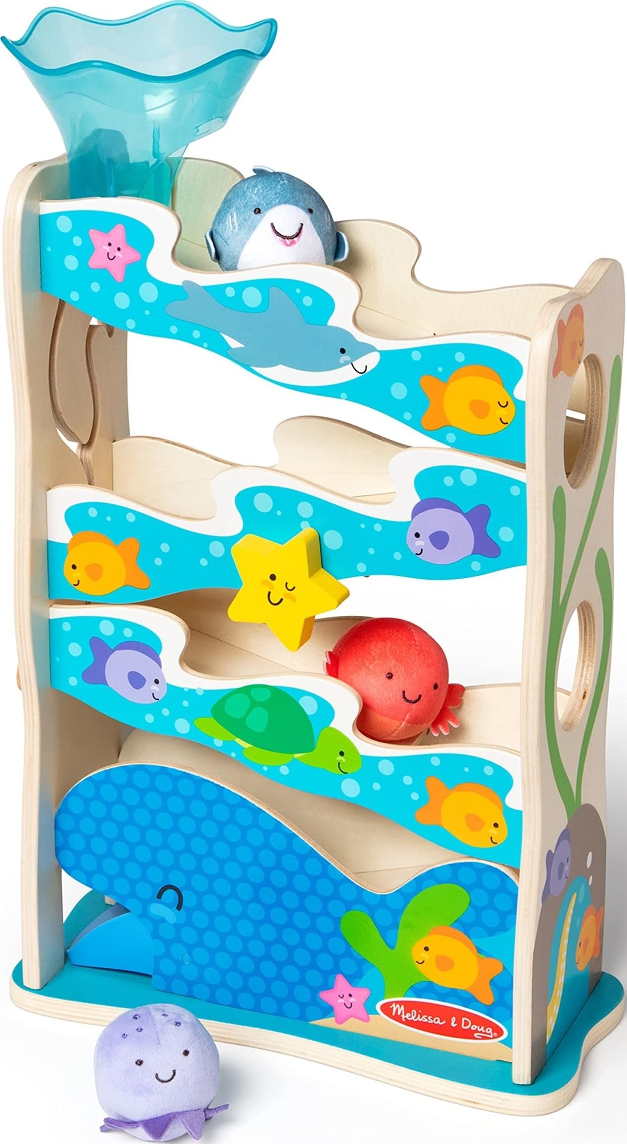 Melissa & Doug Rollables – Juguete de tobogán del océano de Madera para bebés y niños pequeños (5 Piezas) - Certificados FSC