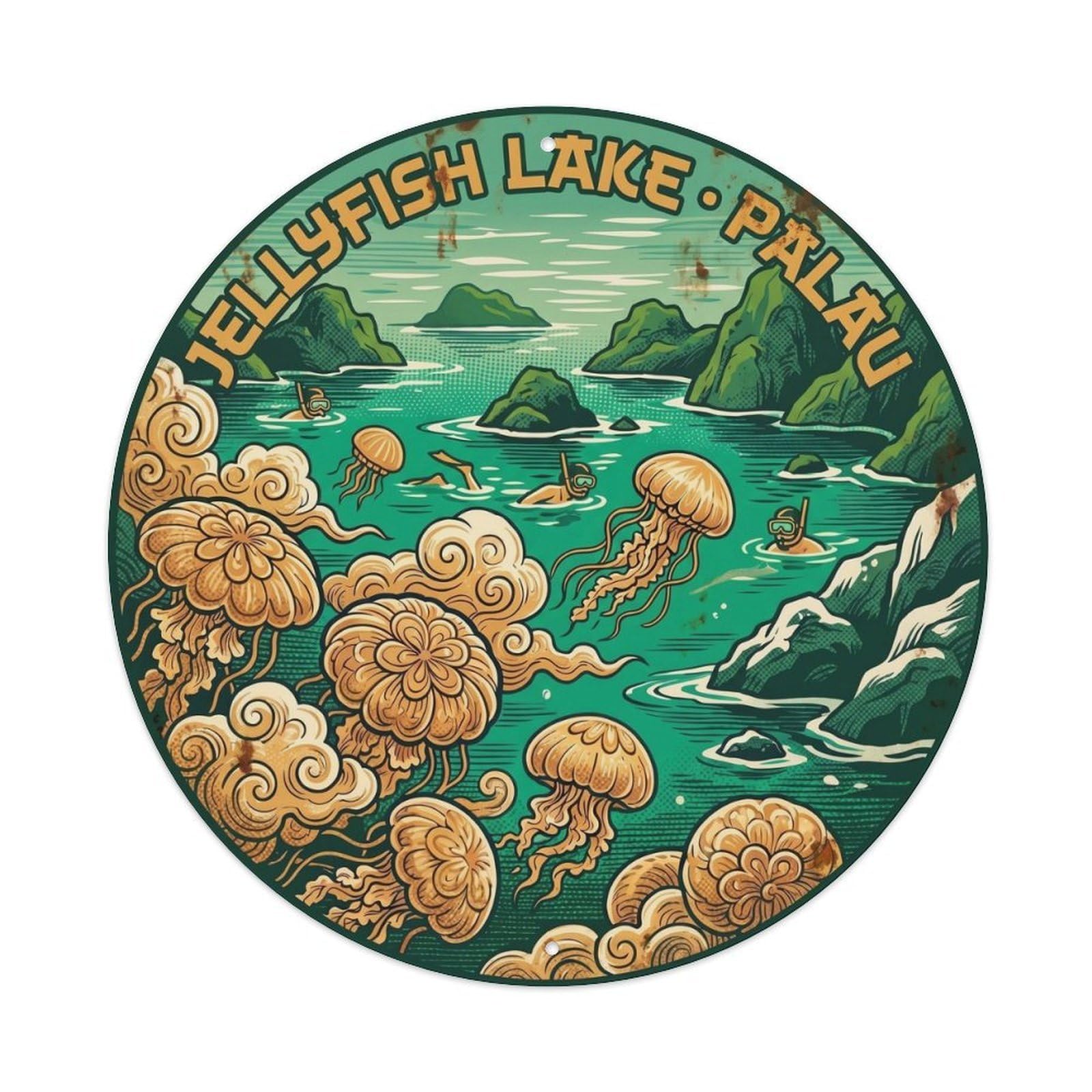 Olhnbad Style Palau Jellyfish Lake Snorkel Marine Wildlife Metal Tin Sign