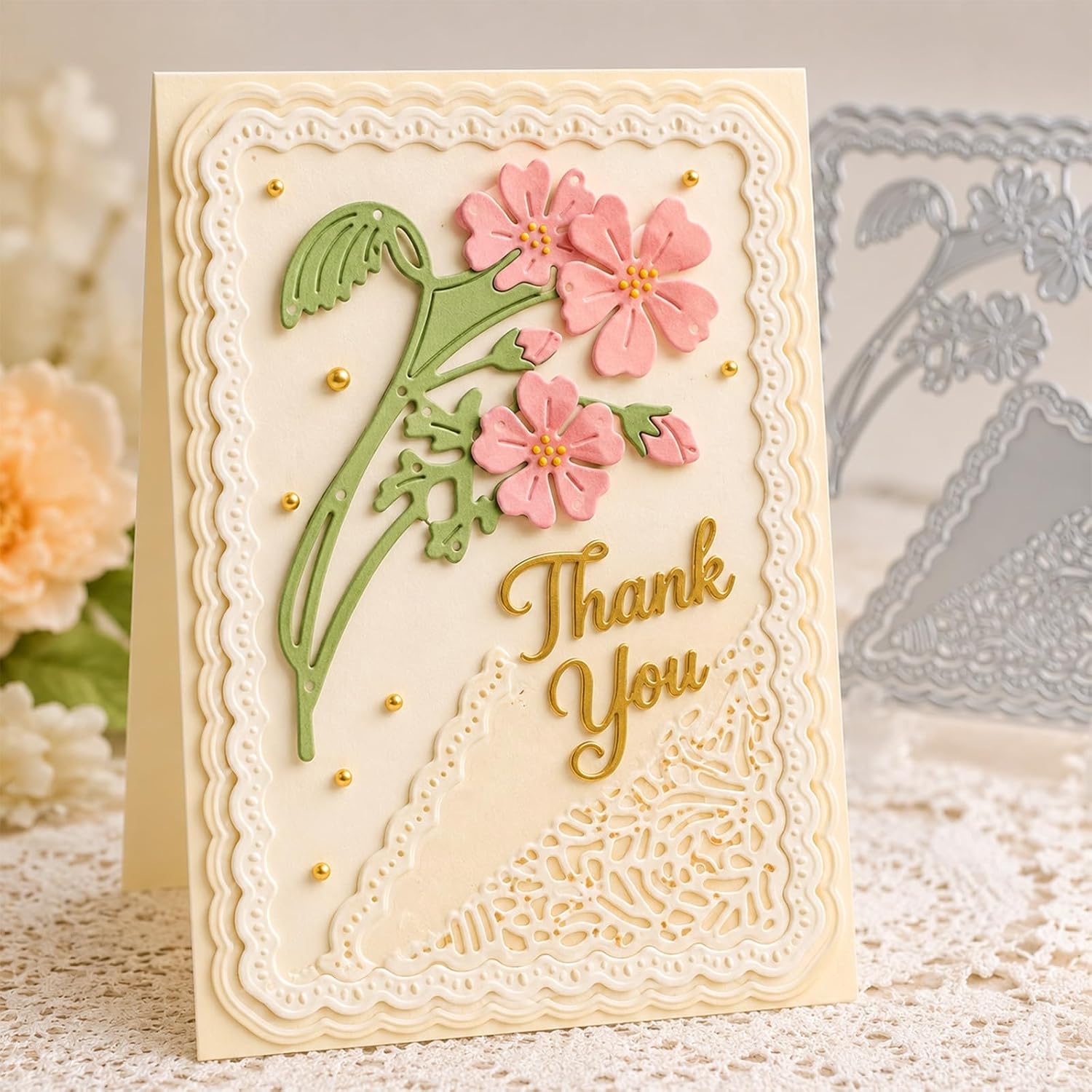 3D Frame Metal Cutting Dies Daisy Lace Flower Background Die for Scrapbooking