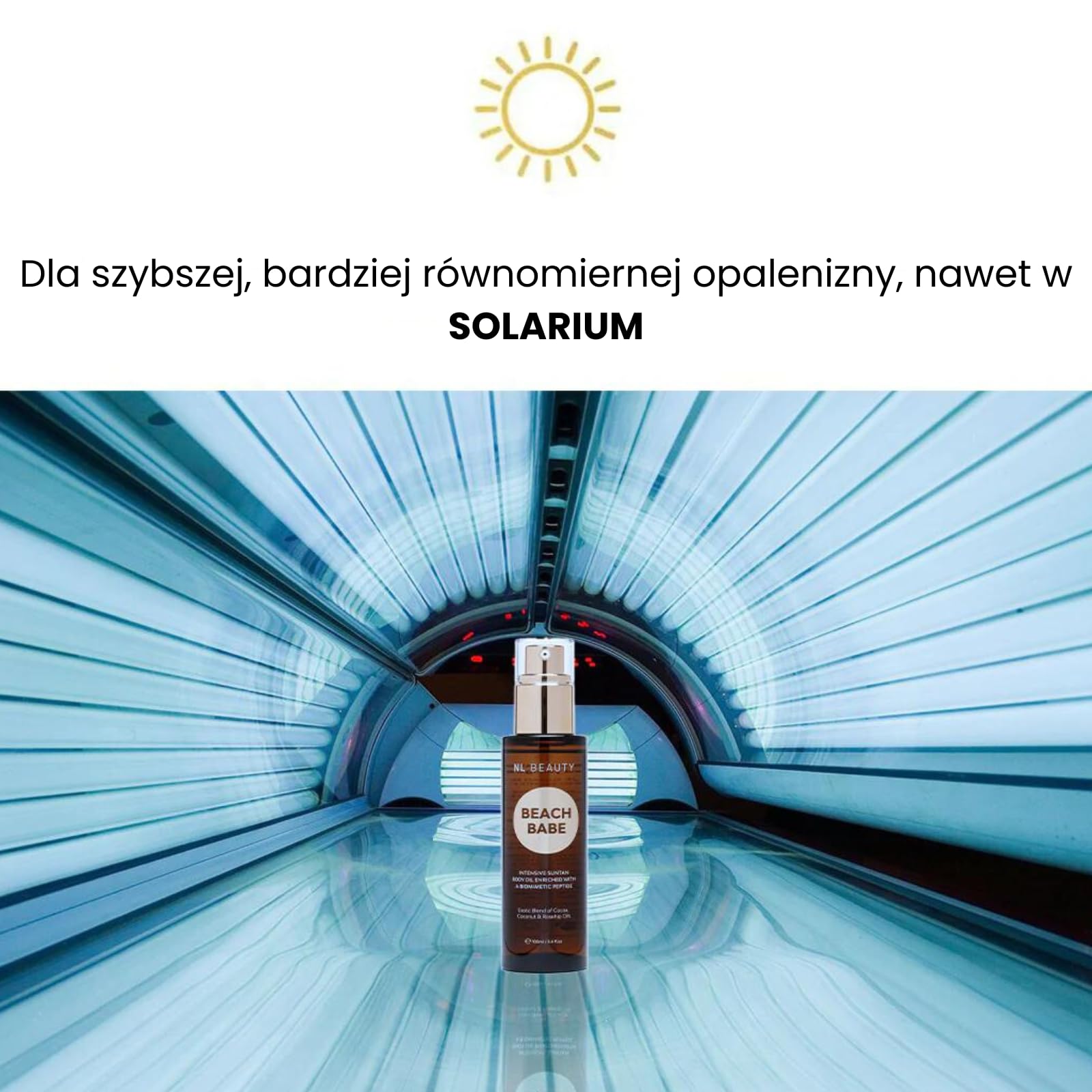 NL Beauty Beach Babe 2-in-1 Fast Tan Oil z Wegańskimi Olejami, Salicornią i Peptydami - Bezbarwny Przyspieszacz Opalania - 100ml