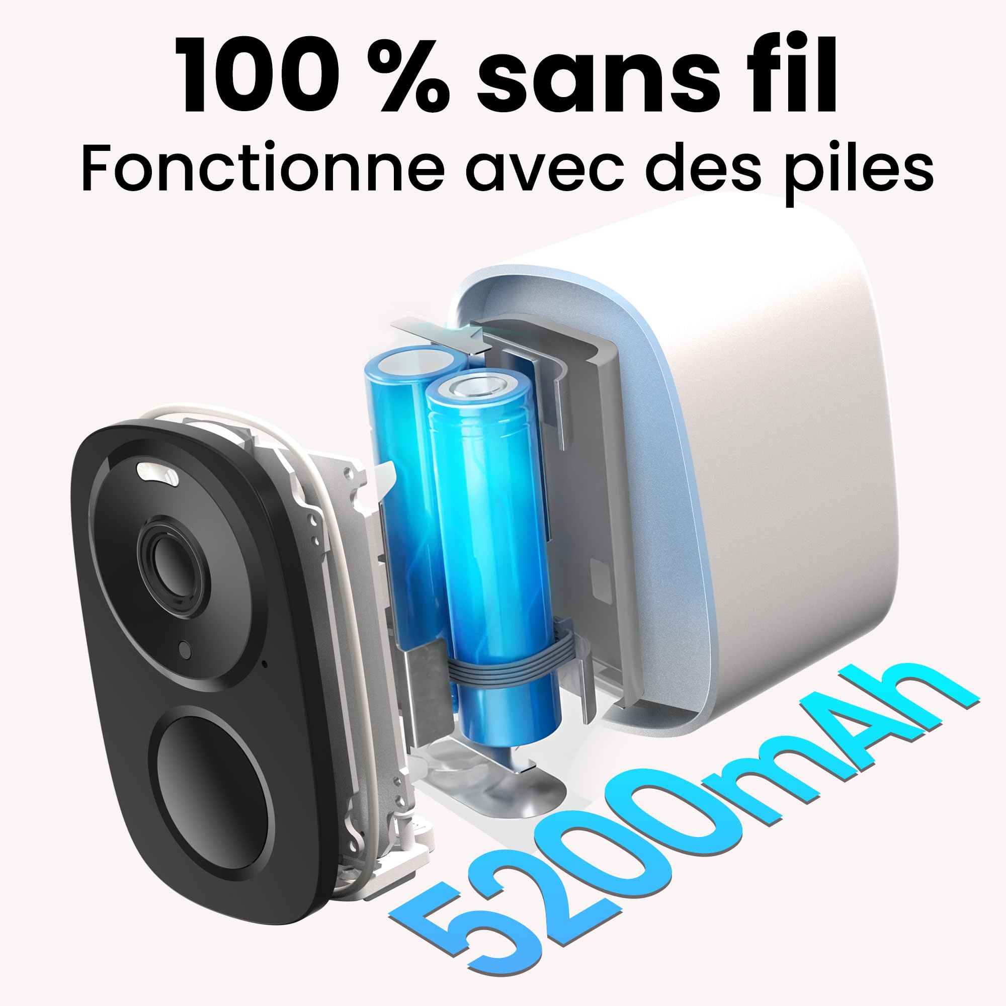 Funstorm 2K/3MP Caméra Surveillance Extérieur sans Fil à Batterie, Double Bande Wi-FI 2.4G/5GHz, Audio Bidirectionnel,Détection de Mouvement, Vision Nocturne en Couleur, IP66, Stockage Cloud Gratuit