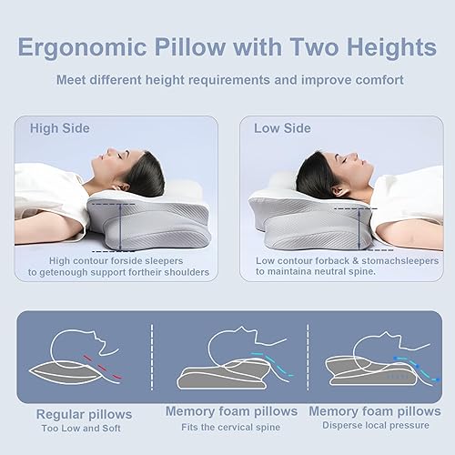Miniatura 6 de Almohada cervical ergonómica para aliviar el dolor, almohada de espuma viscoelástica para el cuello, almohada de contorno de zona de alivio de