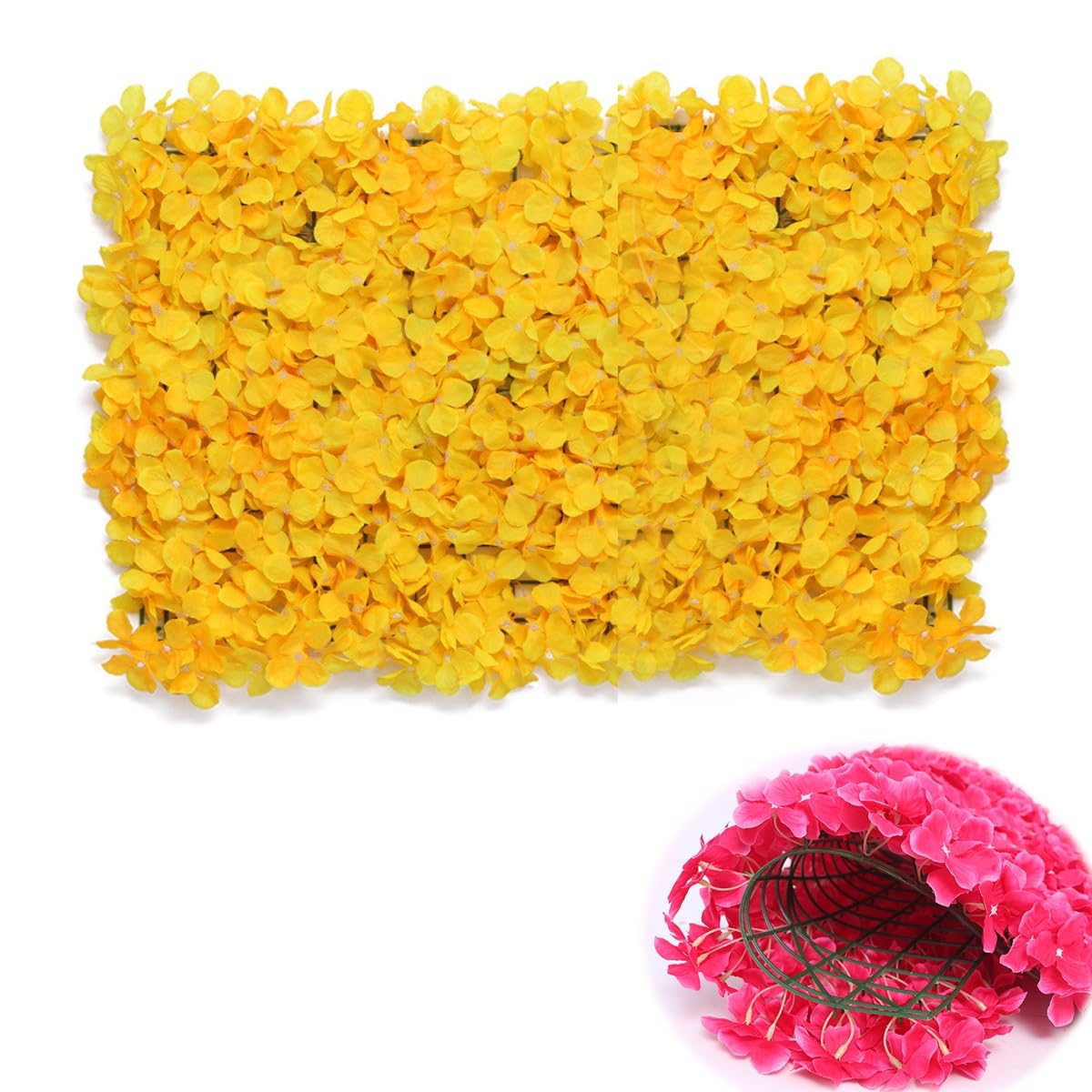 GLazzy 10 Pcs Flower Wall, Artificial Flower Wall Panels 3D Silk Hydrangea Flower Wall Mat for Wedding, Party, Home Decor (Color : Yellow, Size : 20pcs)