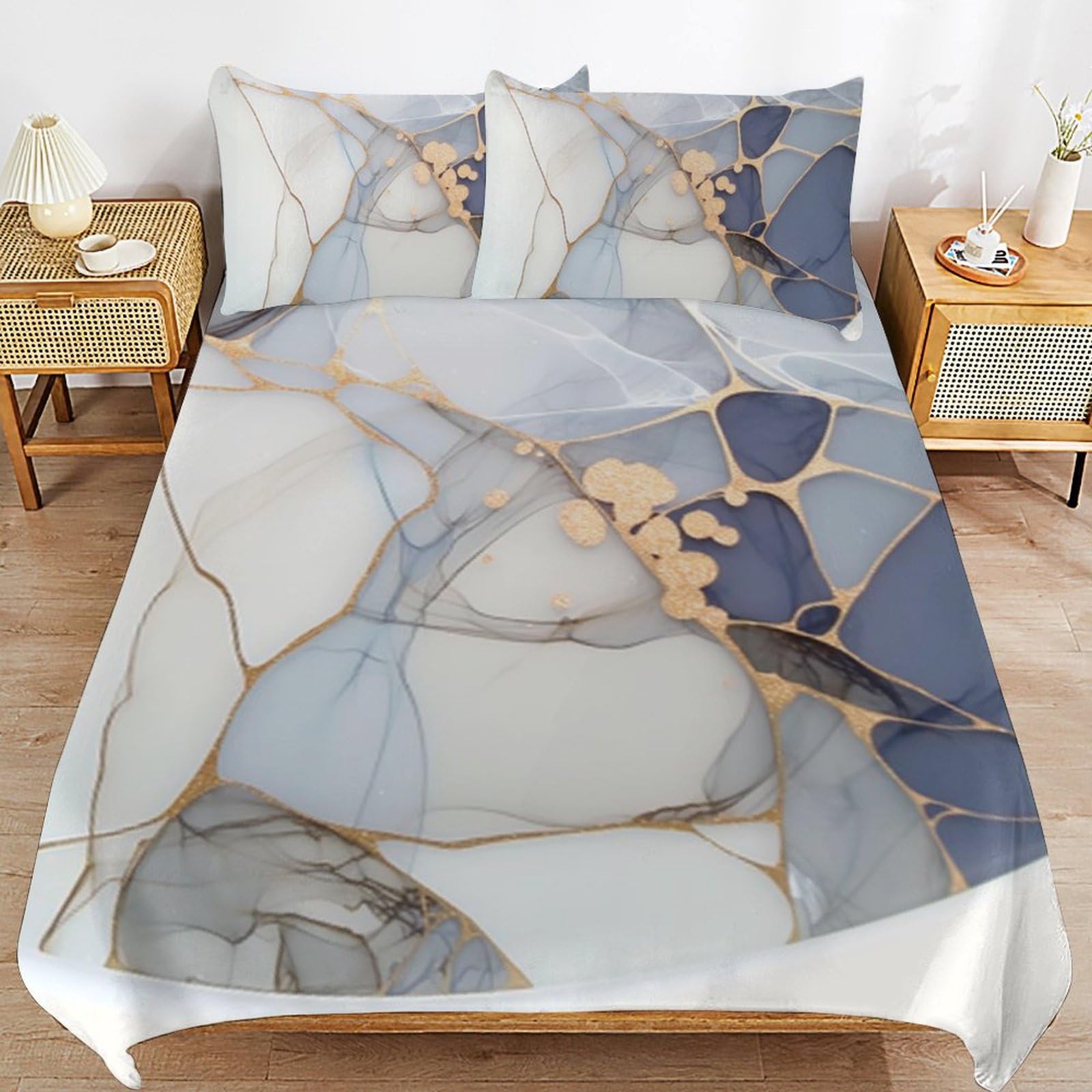 Juego de ropa de cama de 200 x 200 cm microfibra suave de verano con cremallera negra y oro