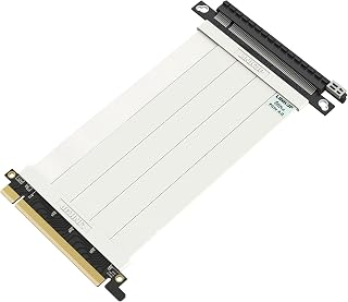 LINKUP - Ultra PCIe 4.0 X16 Riser Cable [RTX4090 RX6950XT x570 B550 Z690 Tested] Shielded Extreme High-Speed Vertical Mount Gaming PCI Express Gen4┃Straight Socket (15cm) Gen 3.0 TT Compatible┃White