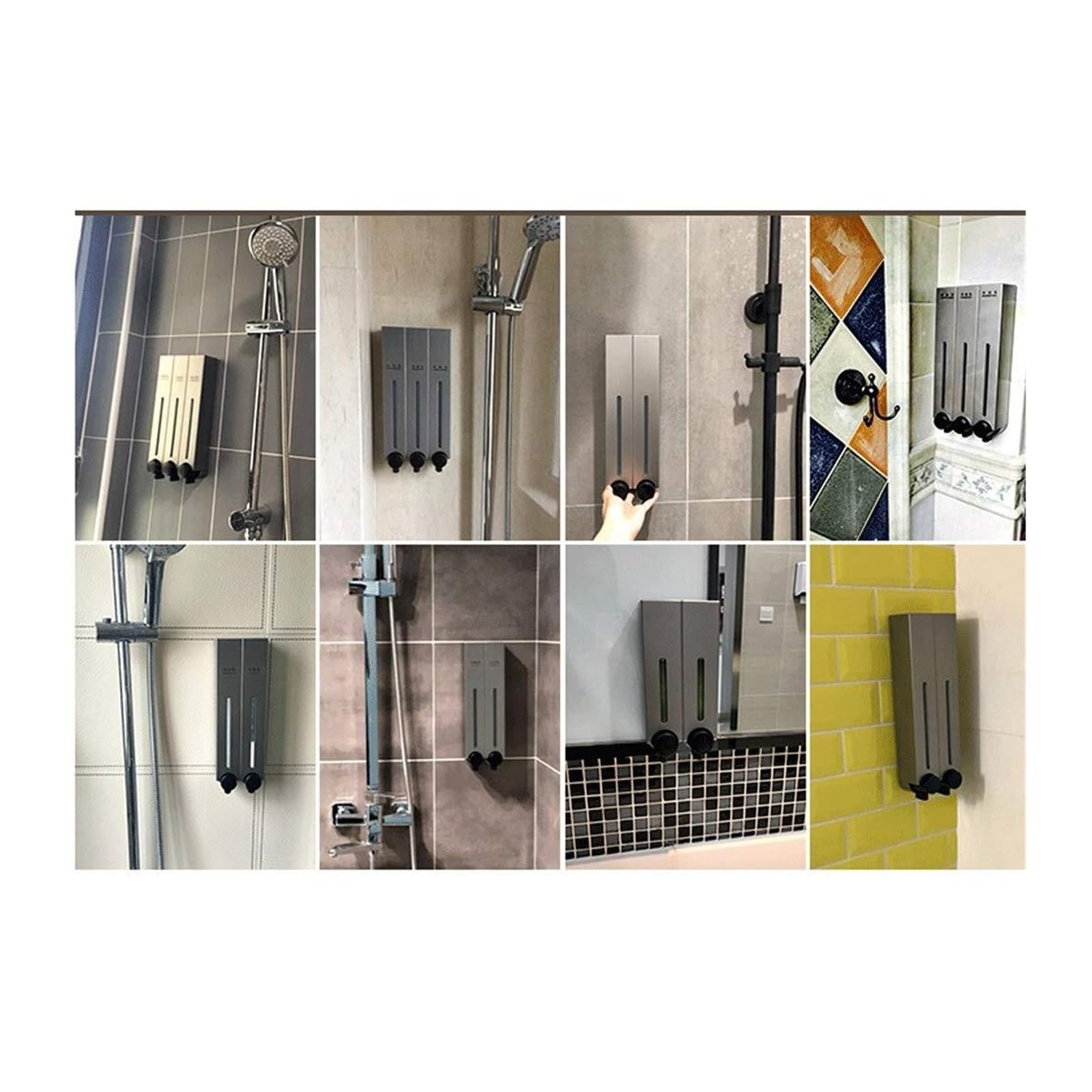Piano di lavoro Dispenser di sapone da banco senza punzonatura Supporti a parete in plastica Arredamento bagno vintage(Silver)