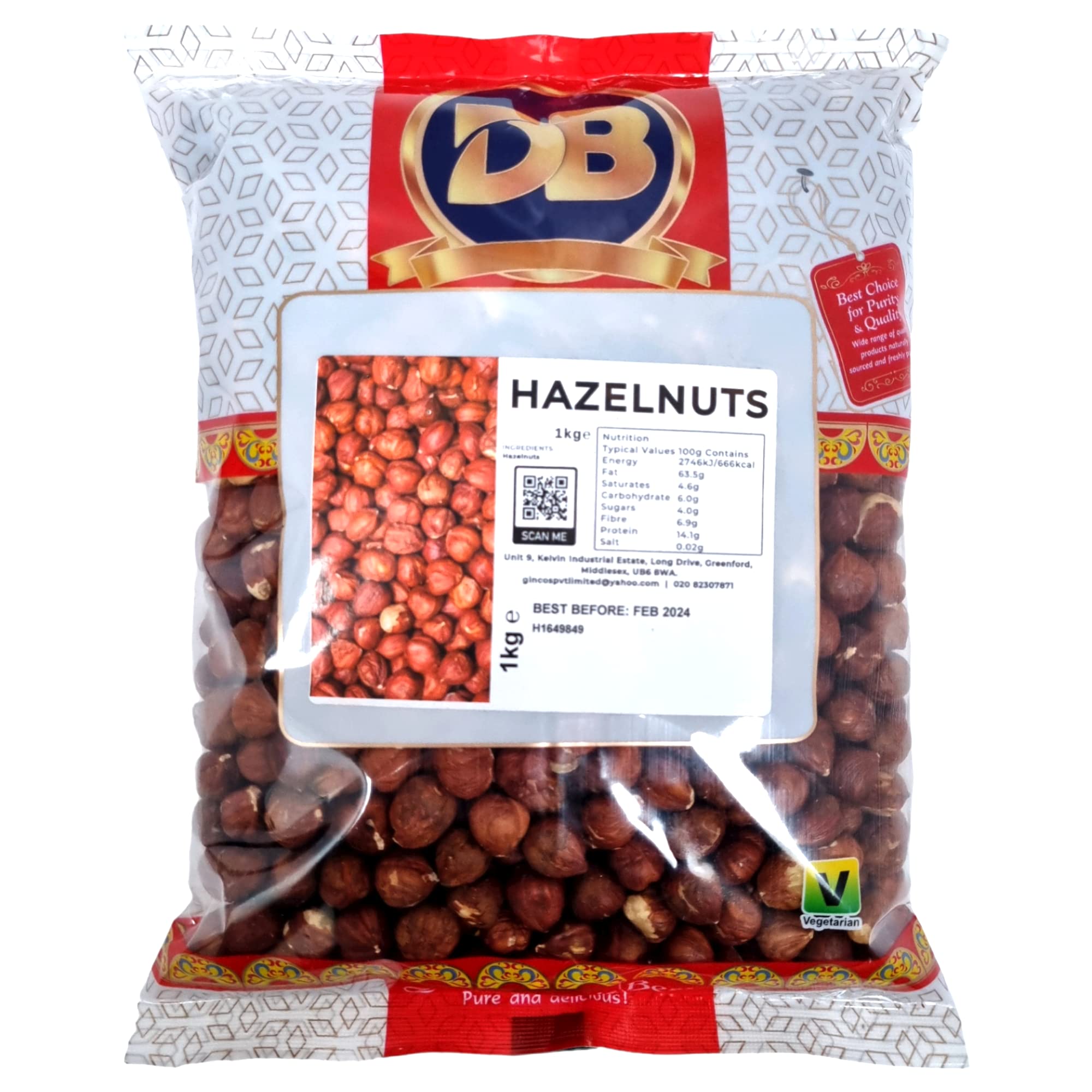Hazelnuts 1kg - Premium raw unsalted natural whole hazelnut, Nutritious snack and ingredient perfect for cooking, Baking, and Healthy Eating. Suitable for Vegetarian and Vegan Diets