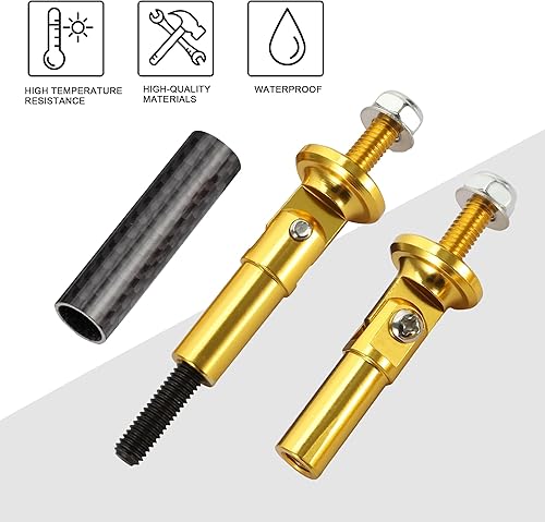 Miniatura 3 de TOMALL 2 piezas de 1.772 in para parachoques delantero y trasero ajustable para automóvil, barra de soporte de puntal de fibra de carbono, oro,