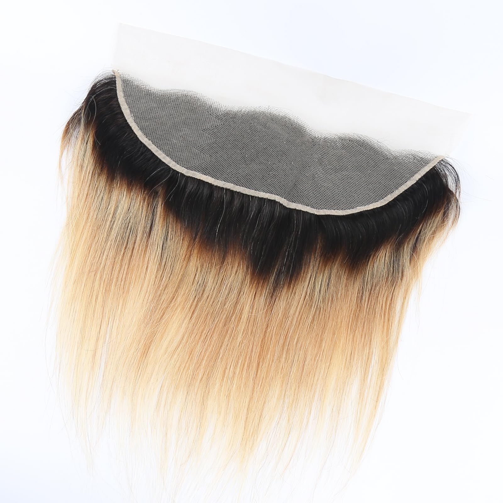 13x4 HD Lace Frontal Closure Ombre Blonde Straight Ear to Ear Frontal Human Hair Virgin Hair Swiss Lace Closure 1B/27 14 Inch - Image 2