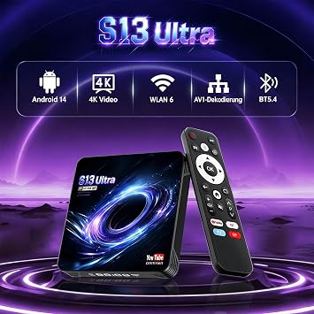 Android TV Box 14.0, YouTube Certified 4K 4GB/32GB RK3539 10/100M Ethernet