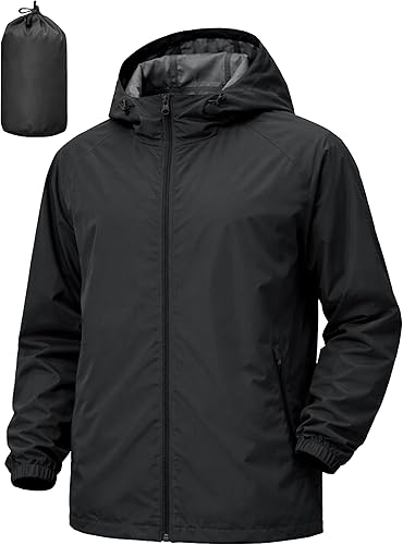 Chaqueta impermeable para hombre, rompevientos, impermeable, para ciclismo, correr, senderismo, con capucha, ligera, plegable