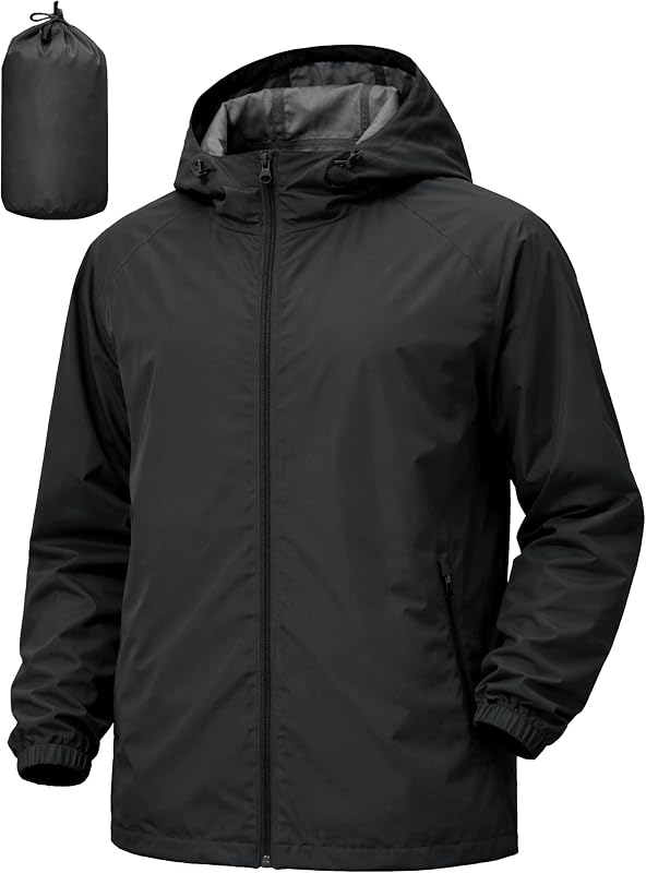 UIQUR Mens Raincoat Waterproof Lightweight Rain Jacket | Windbreaker For Hiking, Cycling, Running, Fishing ,Golf,Rainy-day work,And Other Outdoor Activities