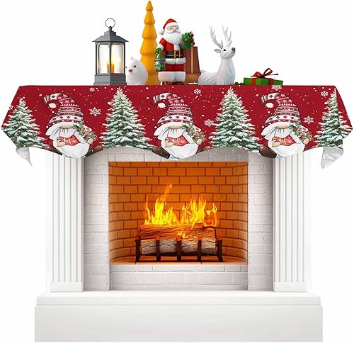 Funda para bufanda de chimenea de gnomos de Navidad, mantel superior, bufanda para Navidad, Halloween, Acción de Gracias, otoño, decoración de