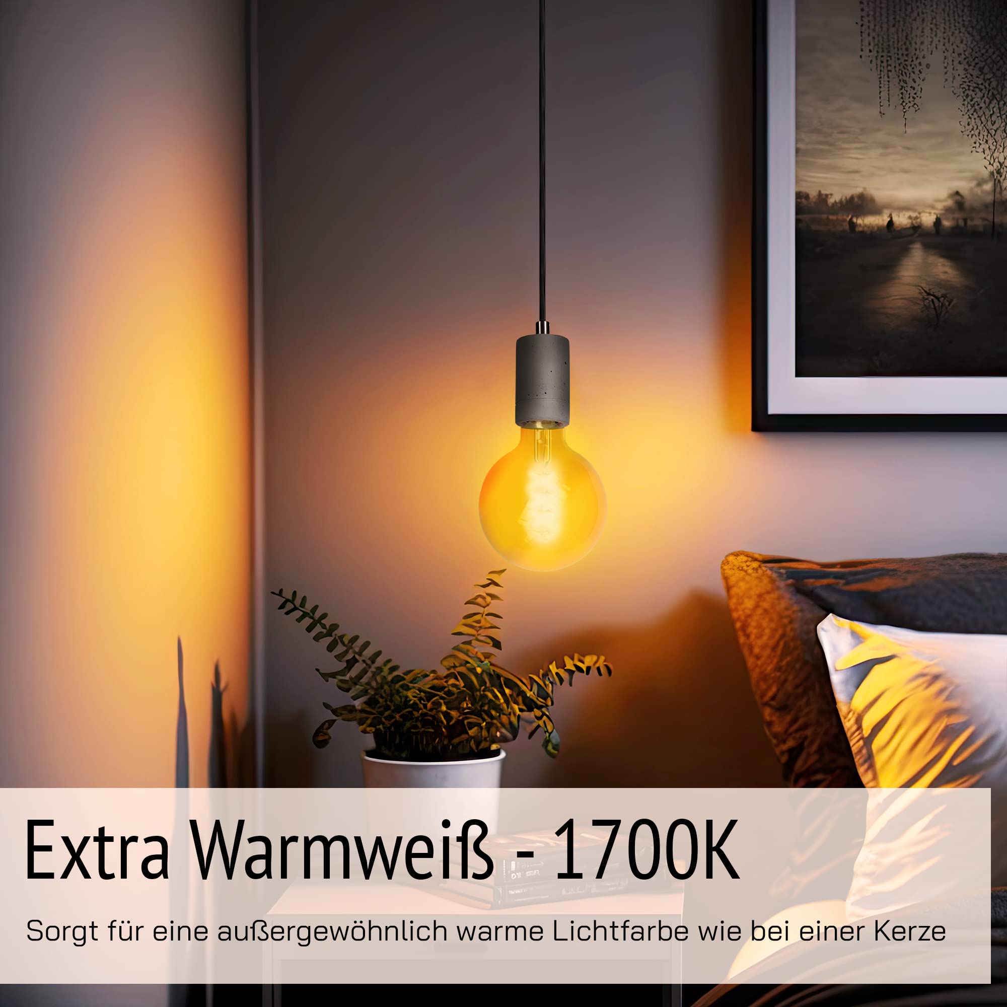 linovum Globe - Set di 4 lampadine LED a filamento E27, dimmerabili, luce bianca calda, G125, forma sferica extra grande, stile vintage, Edison 3,4 W