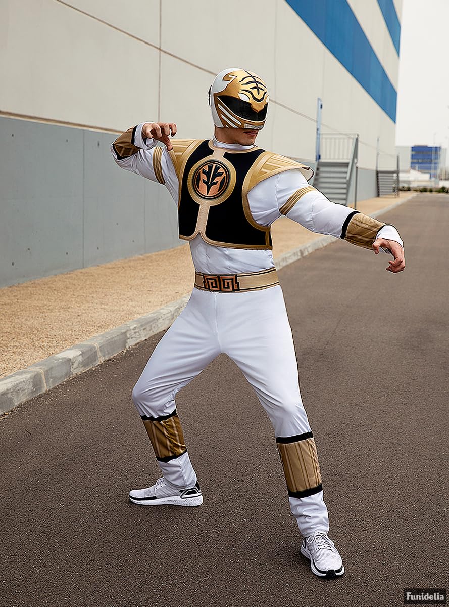 Funidelia Power Ranger Kostüm weiß für Herren, Offizielle Lizenz, Größe L Film und Serien, Superhelden - Verkleidung für Erwachsene für Partys, Karneval und Halloween