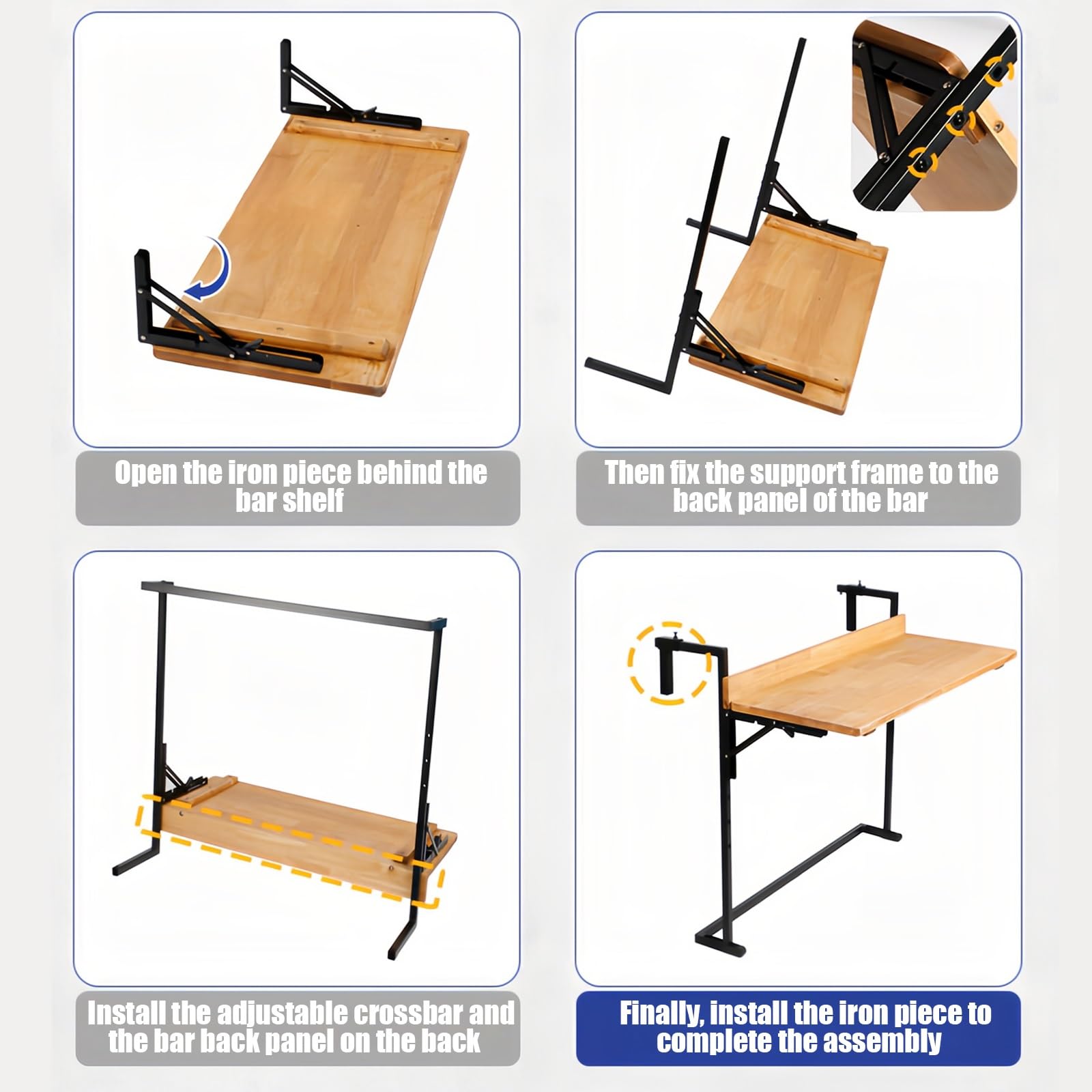 Table et Balcon Suspendue, Balustrade Terrasse, Bar pour Balcon, Installation Facile, Table Pliante Réglable en Hauteur(38 * 90cm/15 * 35.4inch)