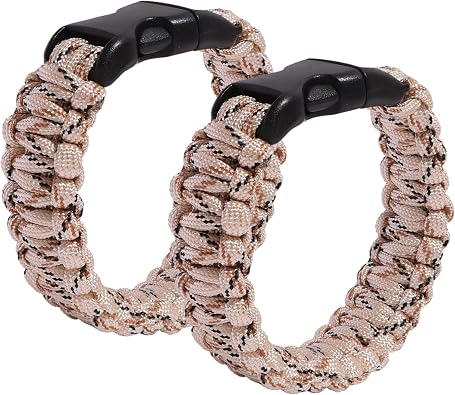 2 Pcs Paracord Survival Mens Bracelet Polyester Rope Weave Cord Braided Cool Emergency Outdoor Bracelets for Men and Women