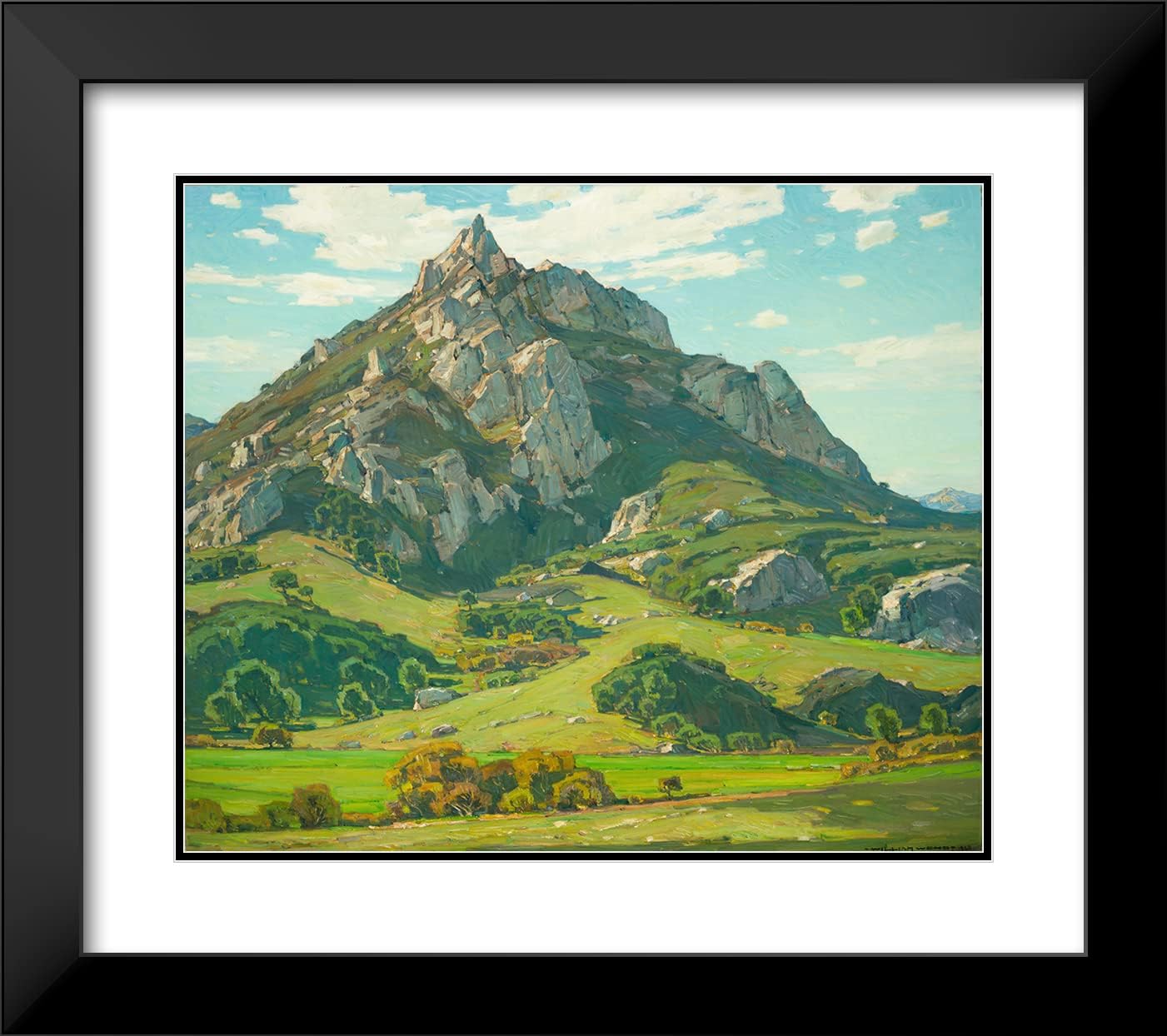 ArtDirect William Wendt 23x20 Black Modern Frame and Double Matted Museum Art Print Titled - Where Nature's God Hath Wrought William Wendt (1925)